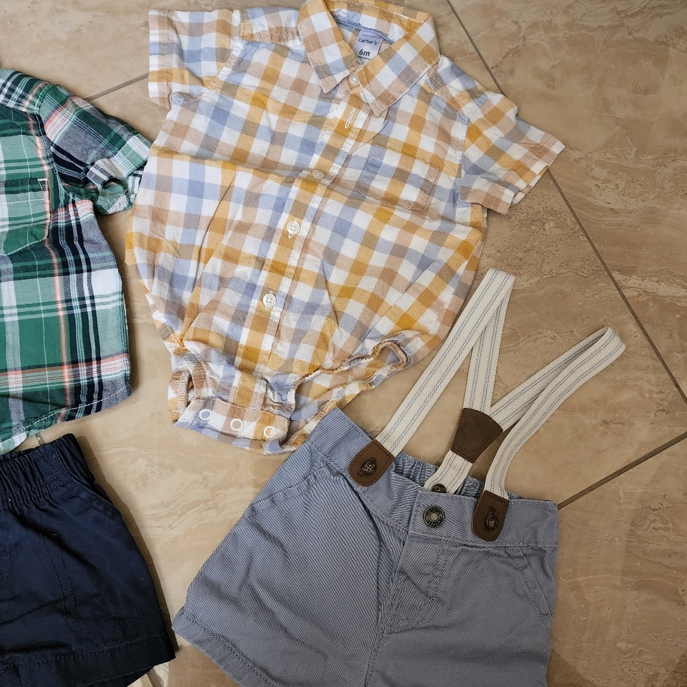 Carters Short and Plaid Shirt Outfit